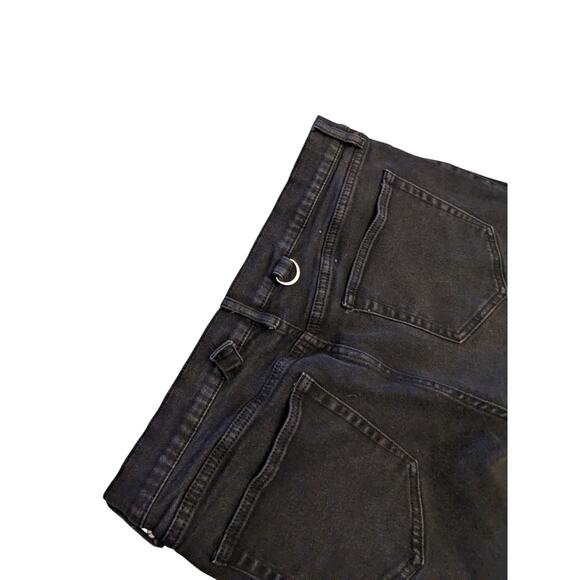 HT Denim Black Skinny Jeans Men 36x32 Distressed Punk Streetwear Style Edgy Rock - Picture 8 of 14